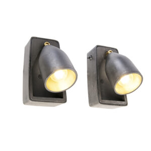 Sada 2 priemyselných nástenných svietidiel oceľ - Brent