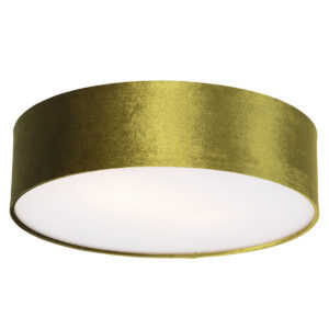 Plafondlamp groen 40 cm met gouden binnenkant - Drum