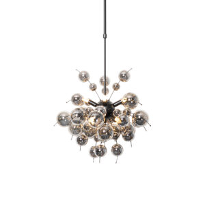 Design hanglamp zwart met smoke glas 8-lichts - Explode