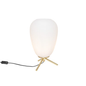 Design tafellamp goud glas 24 cm met opaal glas - Hero