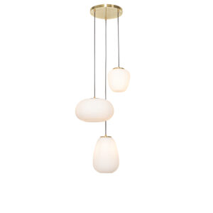 Design hanglamp goud 3-lichts met opaal glas - Hero