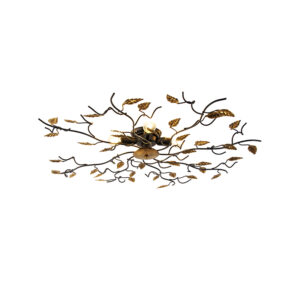 Vintage plafondlamp zwart met goud 80 cm 4-lichts - Foglie