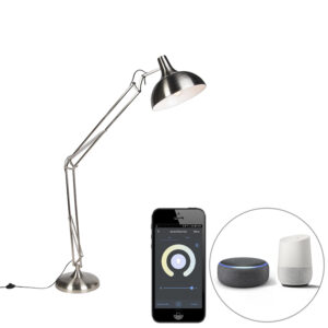 Smart vloerlamp staal incl. Wifi A60 - Hobby