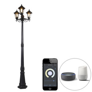 Smart buiten lantaarn zwart 3-lichts incl. Wifi ST64 - New Haven