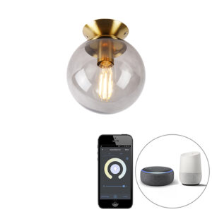Smart plafondlamp messing met smoke glas incl. Wifi ST64 - Pallon