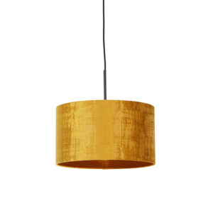Moderná závesná lampa čierna s odtieňom žltá 35 cm - Combi