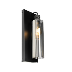 Moderne wandlamp zwart met smoke glas - Stavelot