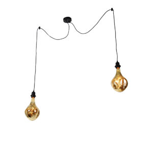 Hanglamp zwart 2-lichts incl. LED amber dimmable - Cava