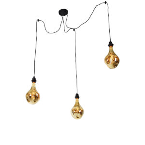 Hanglamp zwart 3-lichts incl. LED amber dimbaar - Cava Luxe