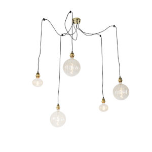 Hanglamp goud 5-lichts incl. LED amber dimbaar - Cava Luxe