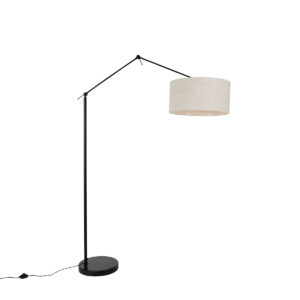 Vloerlamp zwart met kap lichtgrijs 50 cm verstelbaar - Editor