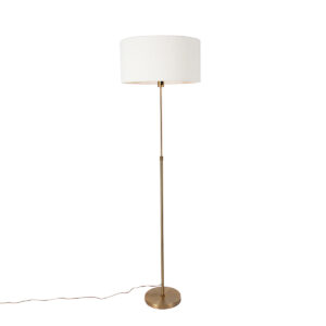 Vloerlamp verstelbaar brons met boucle kap wit 50 cm - Parte
