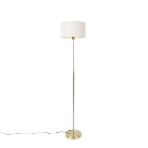 Vloerlamp verstelbaar goud met boucle kap wit 35 cm - Parte