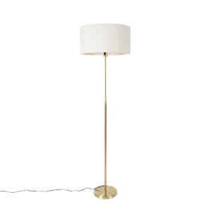 Vloerlamp verstelbaar goud met boucle kap wit 50 cm - Parte