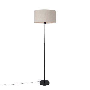 Vloerlamp zwart verstelbaar met kap lichtgrijs 50 cm - Parte