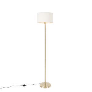 Vloerlamp messing met boucle kap wit 35 cm - Simplo