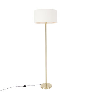 Vloerlamp messing met boucle kap wit 50 cm - Simplo