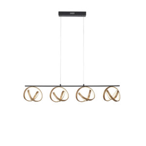 Závesná lampa čierna so zlatými 4 svetlami na diaľkové ovládanie - Josip