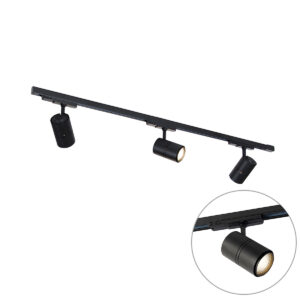 Railsysteem zwart incl. LED dimbaar 3-lichts 3-fase links - Ruler